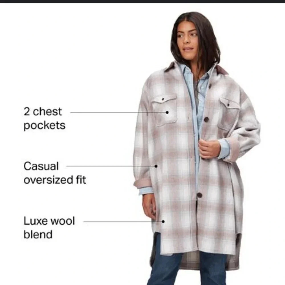Basin and Range Plaid Oversized Shacket Medium/Large - Picture 2 of 8